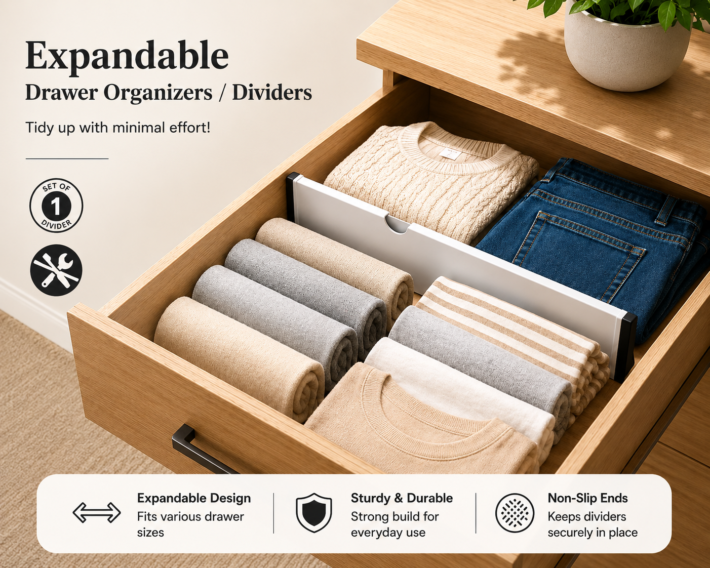 Expandable Drawer Organizer & Divider