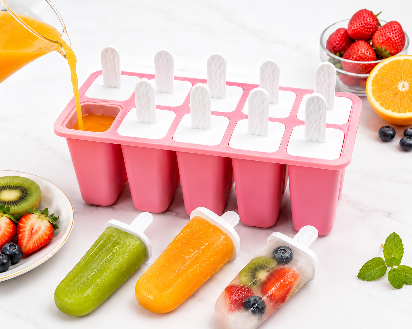 10-Cavity Silicone Popsicle Mold Set