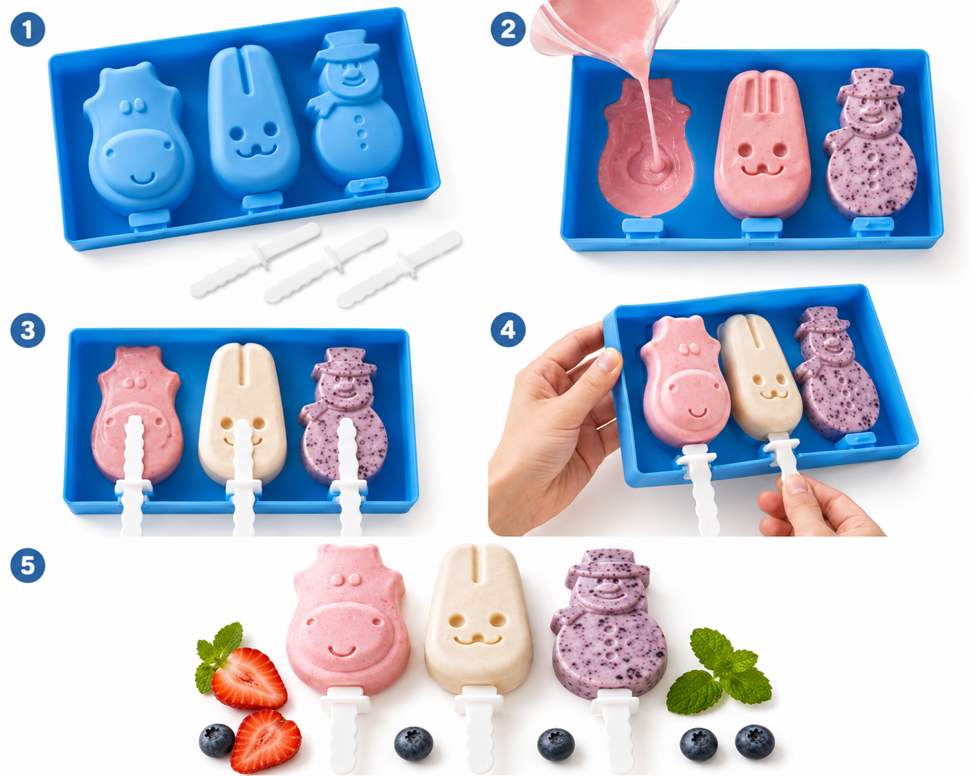 Silicone Popsicle Mold with Reusable Sticks