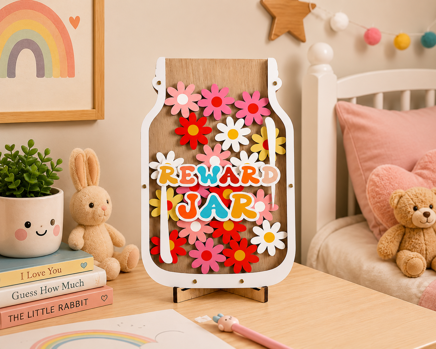 Reward Jar for Kids Flower Design