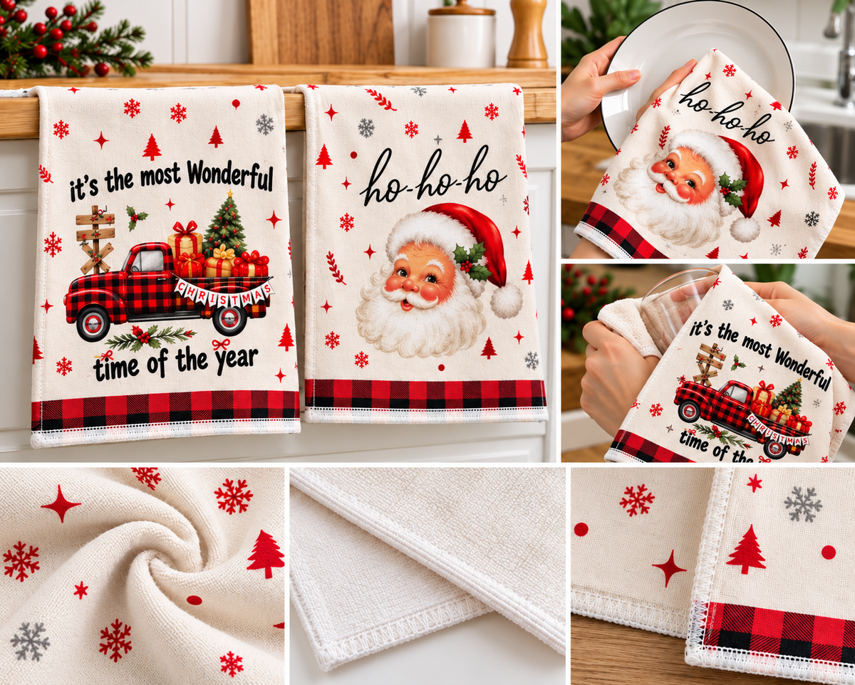 Christmas Kitchen Towels Set of 2 (60 x 40 cm)