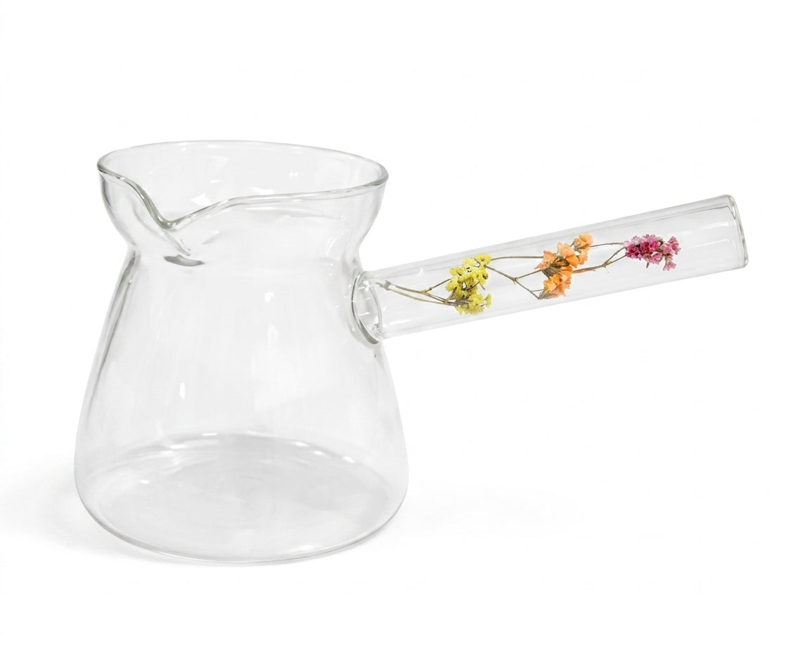 Glass Coffee Pot with Floral Handle (400 ml)