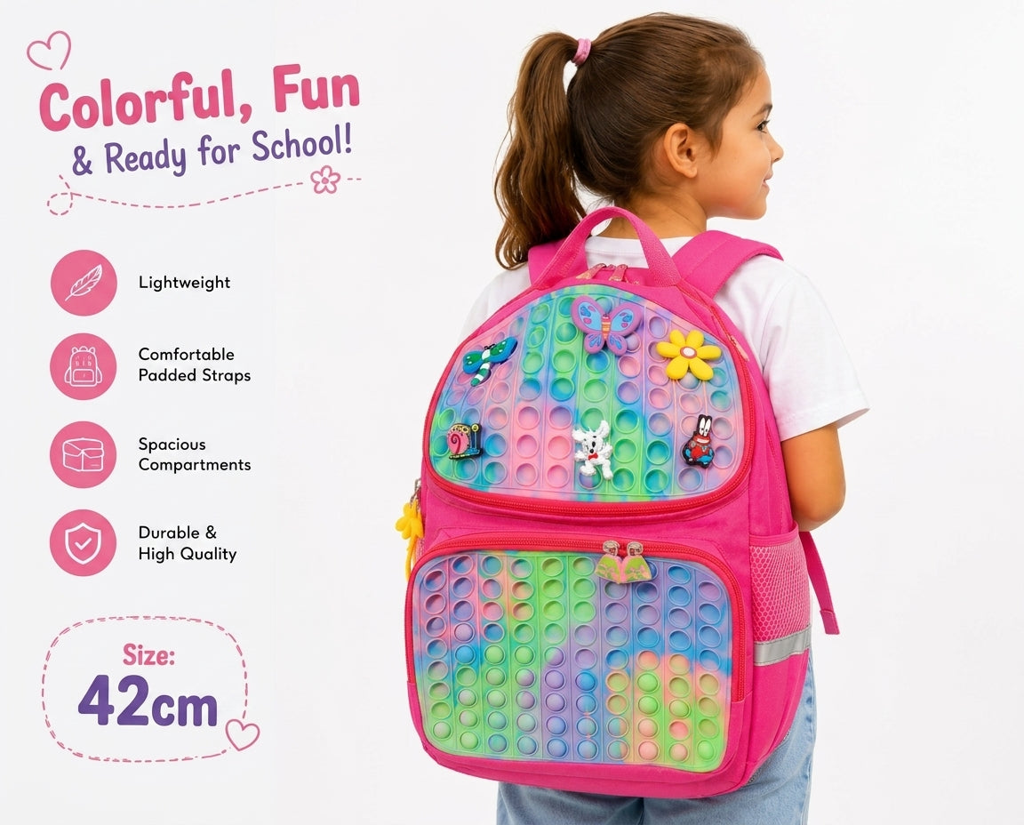 Pink Pop-It Backpack for Kids (42 cm)