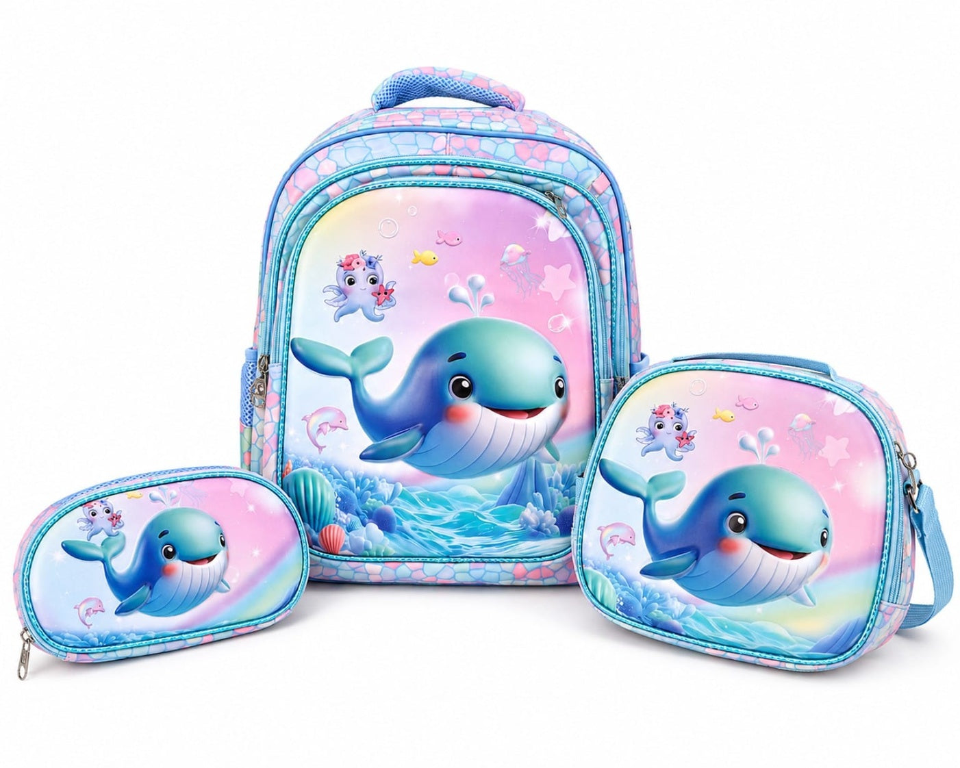Kids 3-Piece Whale School Bag Set