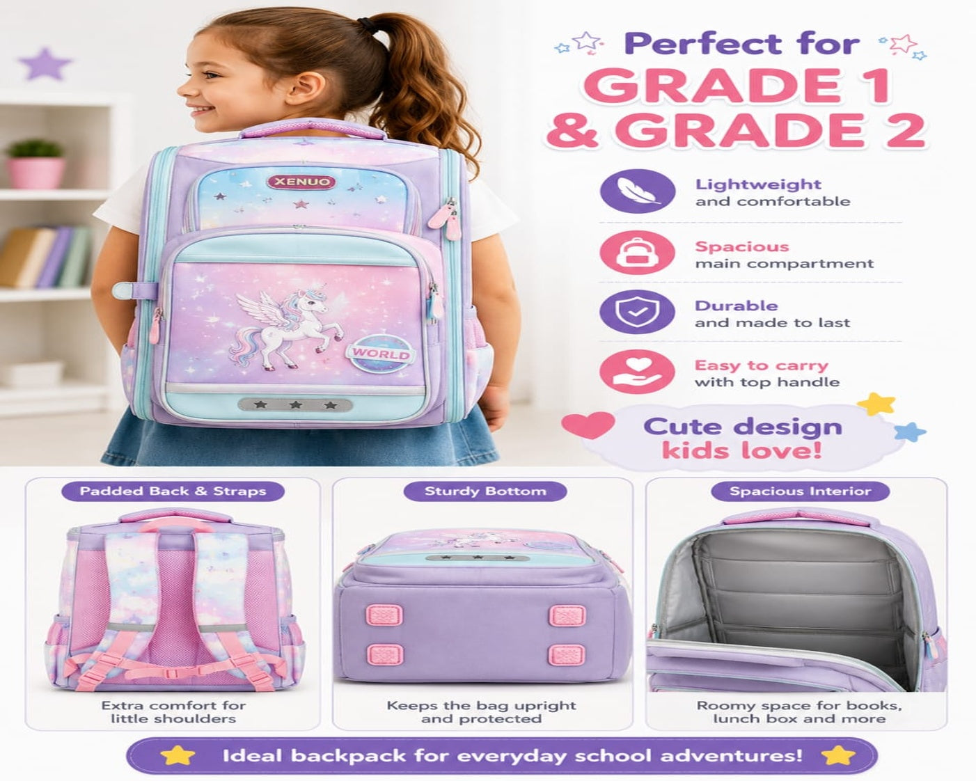 Girls Unicorn School Backpack