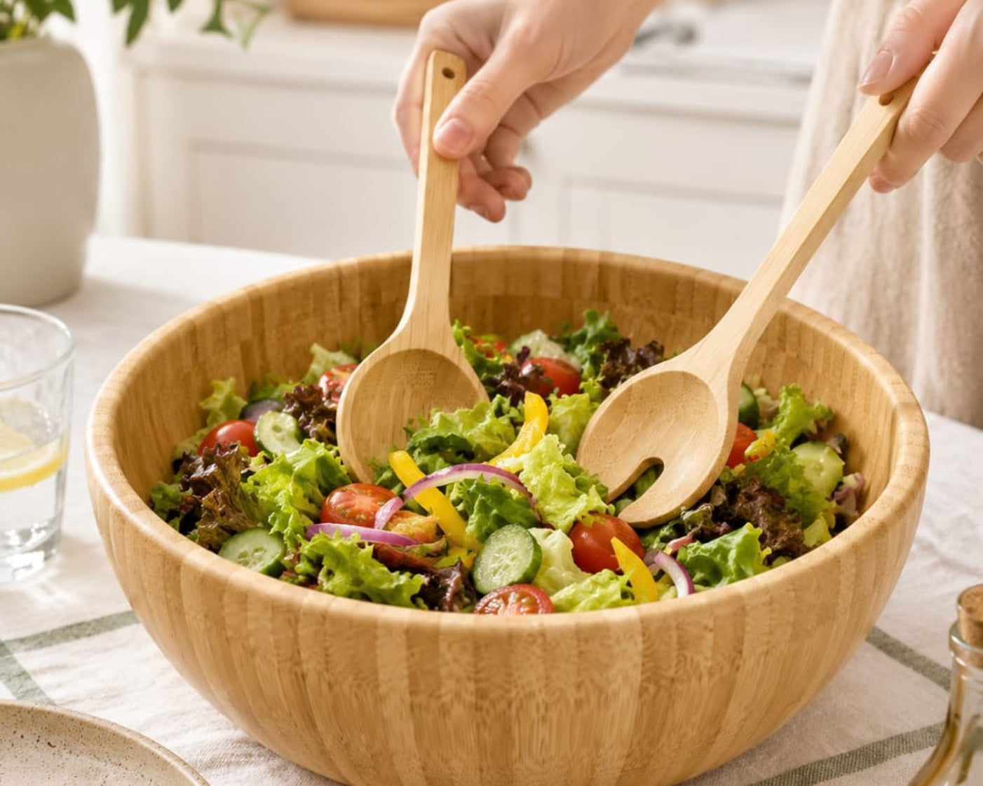 Bamboo Salad Bowl with 2 Serving Spoons