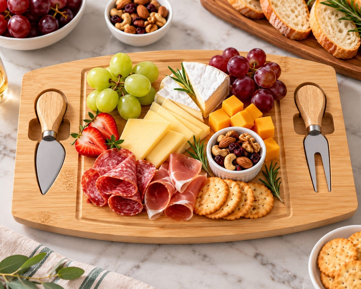 Bamboo Cheese Board Set with Cheese Knives ( 32 x 22 cm)