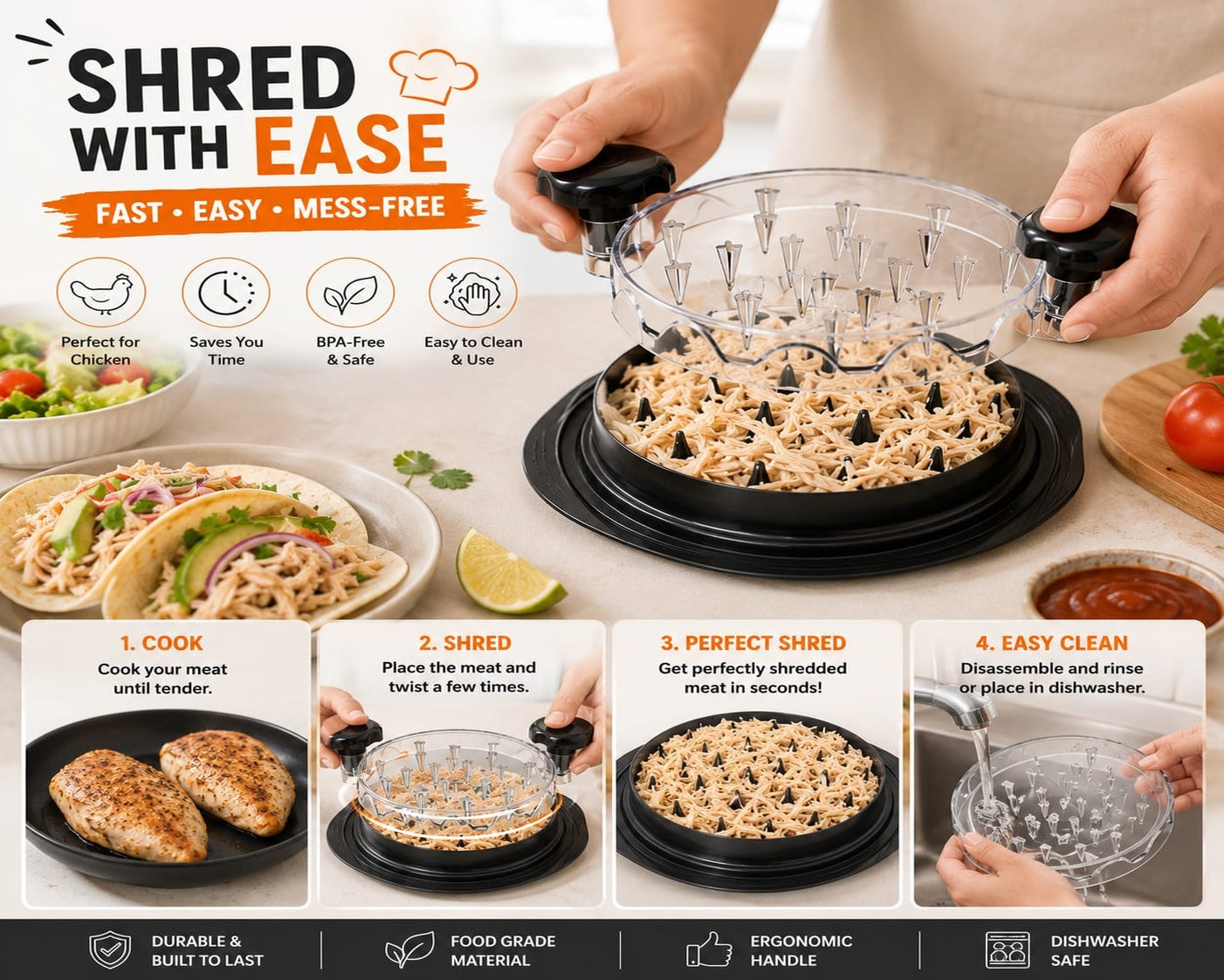 Manual Chicken Shredder Tool