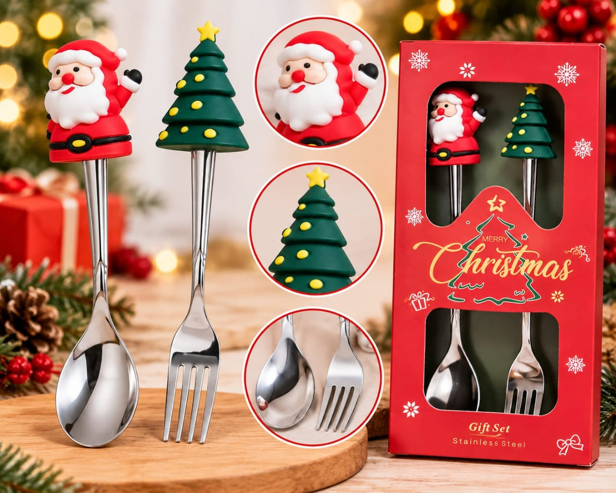 Christmas Stainless Steel Cutlery Gift Set of 2