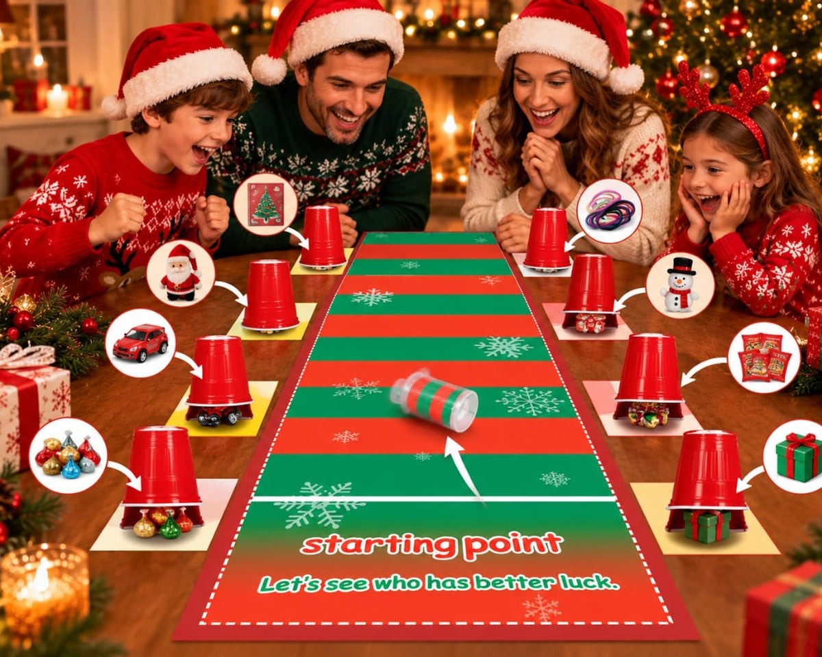 Christmas Family Game – Holiday Cup Flip & Surprise Gift Challenge