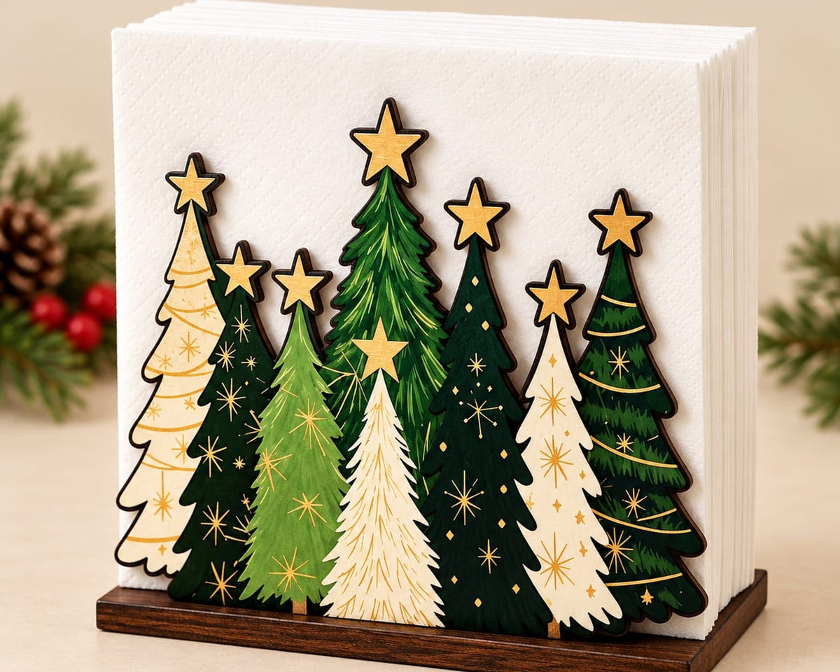 Wooden Christmas Tree Napkin Holder (12 × 9.5 x 6) cm