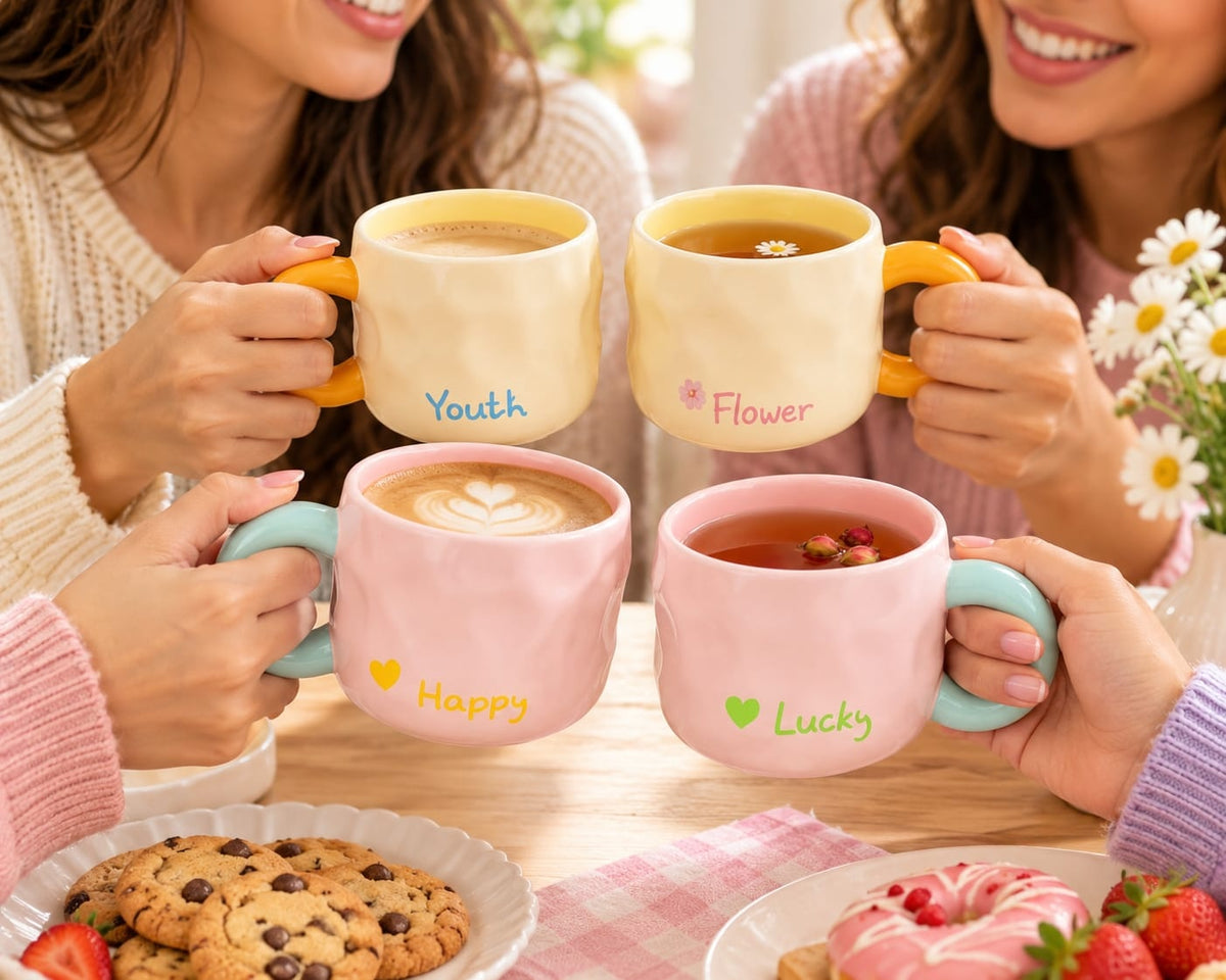 Colorful Ceramic Coffee Mugs with Cute Messages