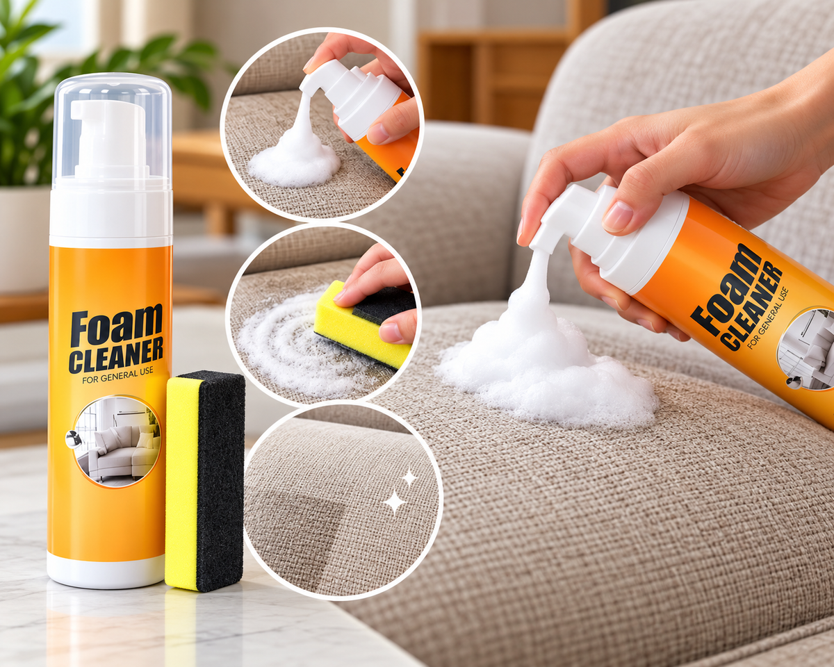 Foam Cleaner for Sofa, Upholstery, Carpet & Fabric – with Sponge