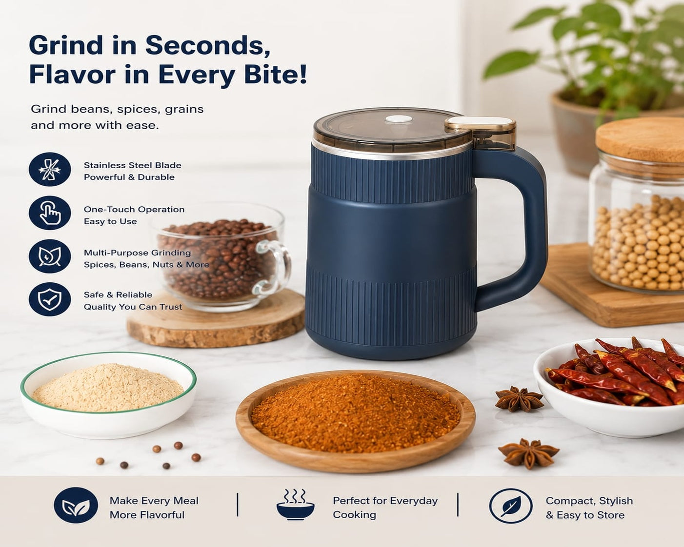 Stainless Steel Electric Coffee & Spice Grinder