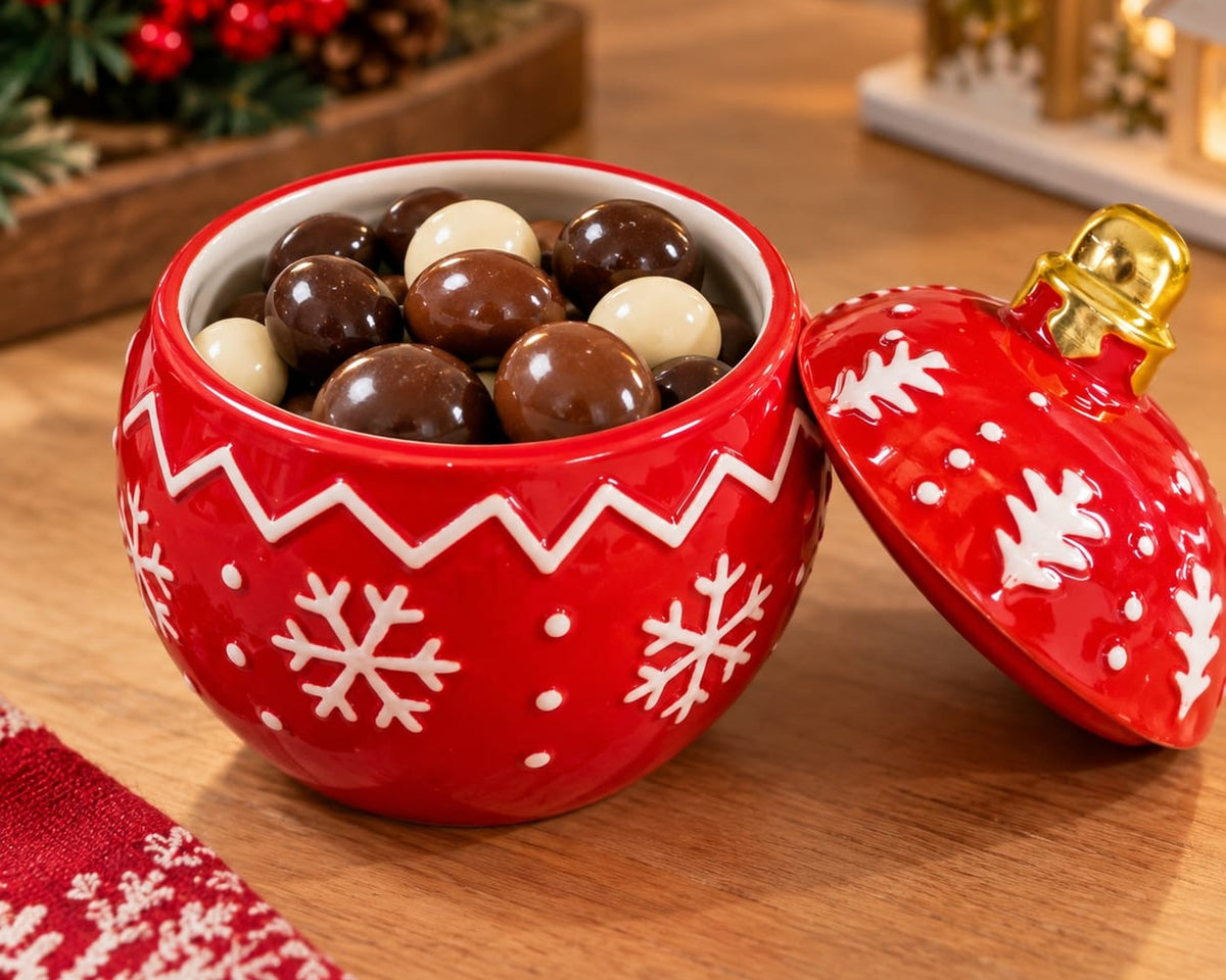 Christmas Ceramic Candy Bowl with Lid