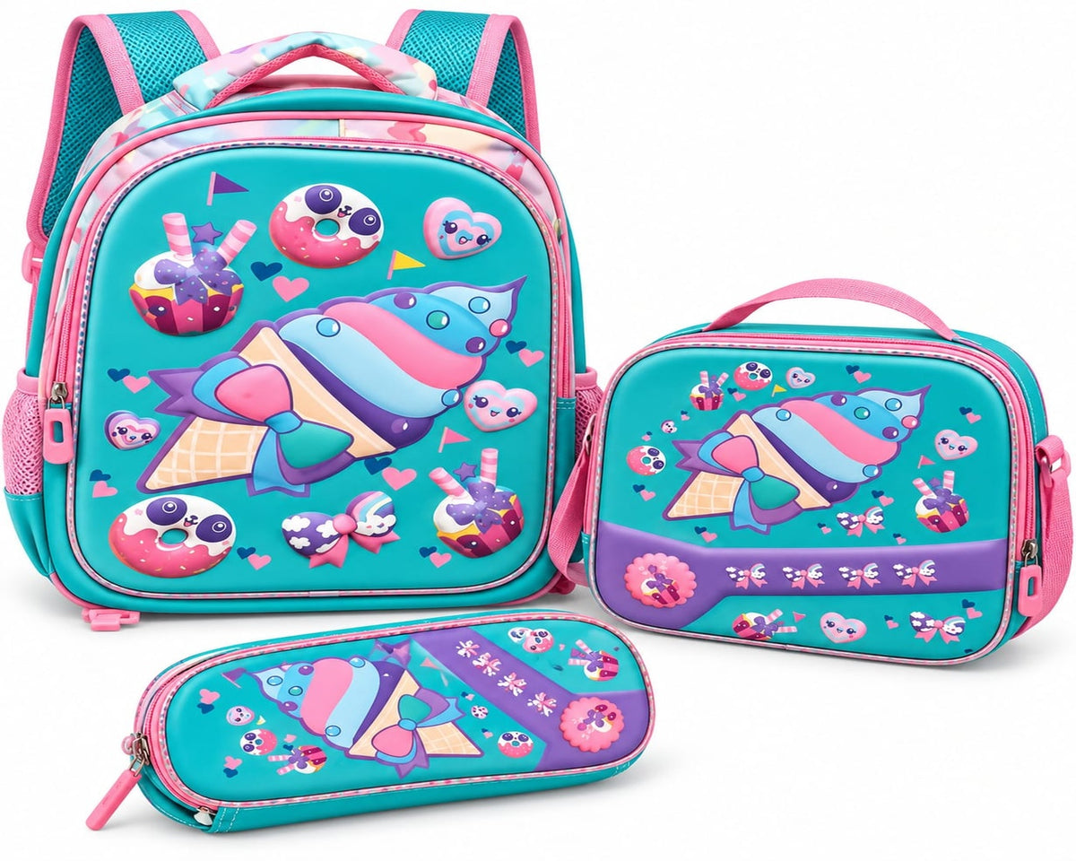 Cute Girls’ School with Matching Lunch Bag & Pencil Case (36 cm)