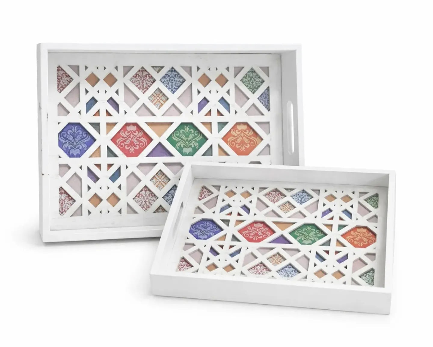 Decorative Wooden Serving Trays (Set of 2)