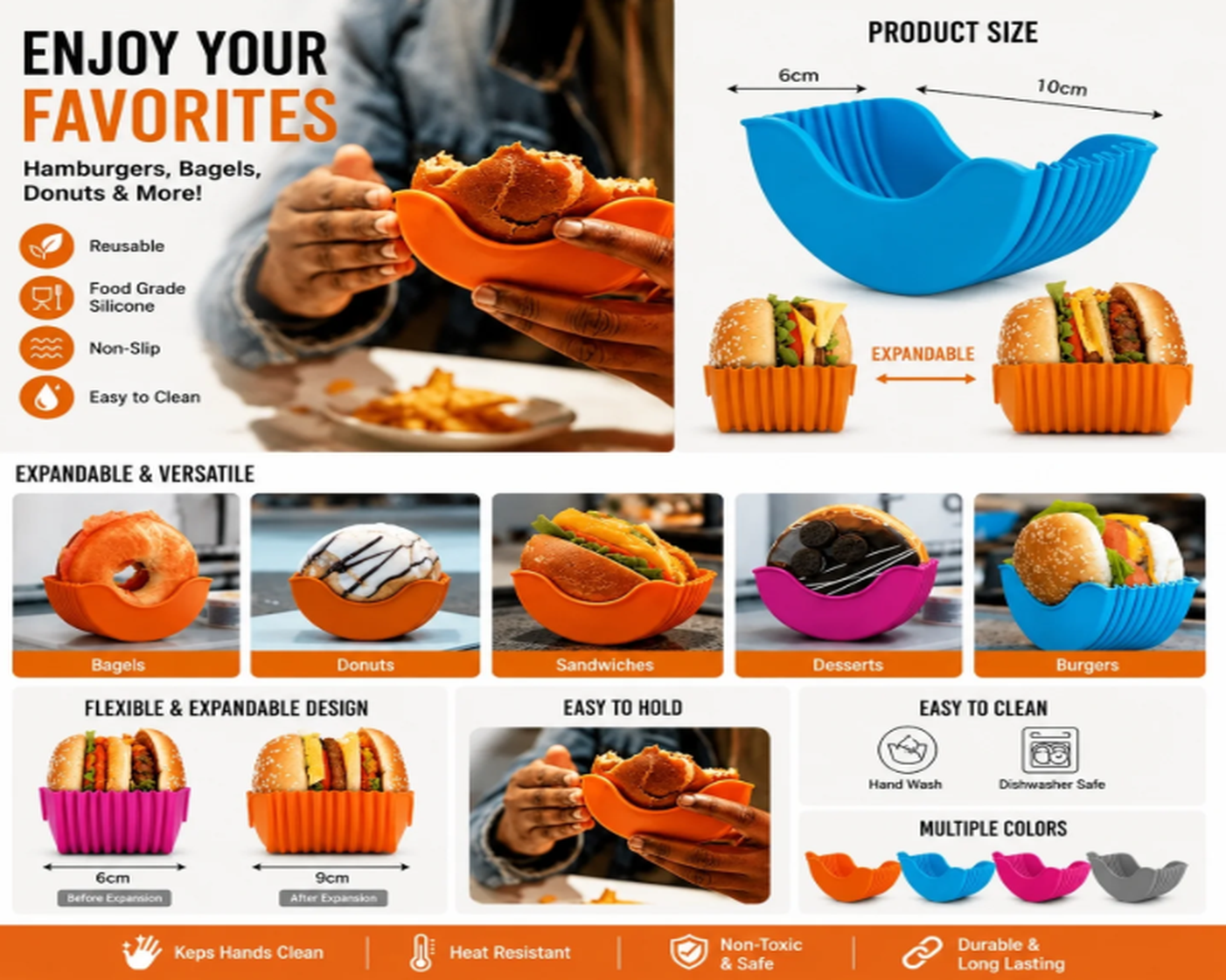 Expandable Silicone Burger Holder