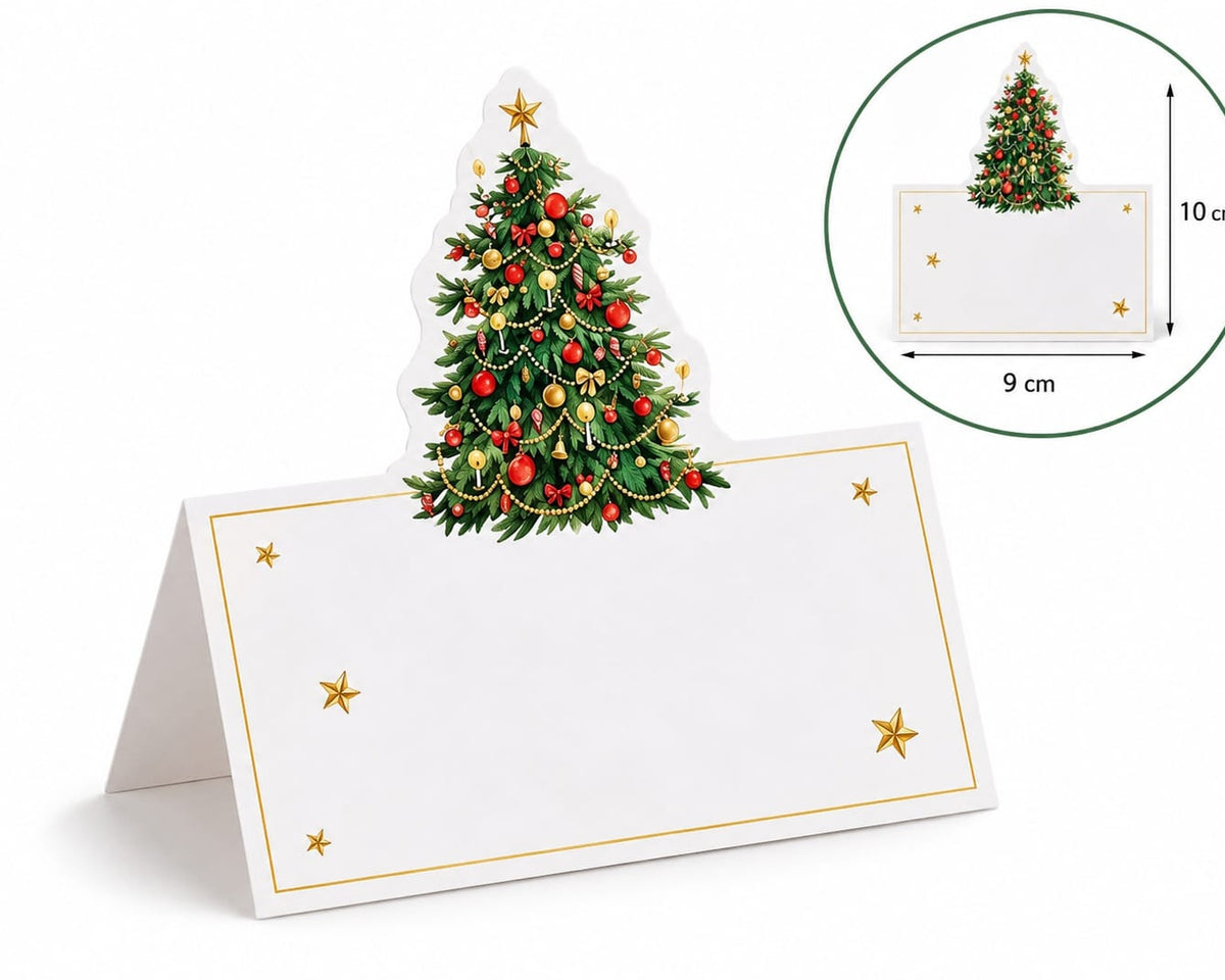 Christmas Greeting Card with Christmas Tree Design - Set of 10