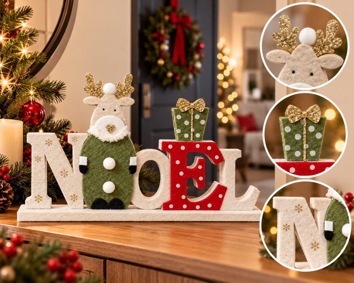 Christmas Noel Decoration with Reindeer (30 × 15 cm)