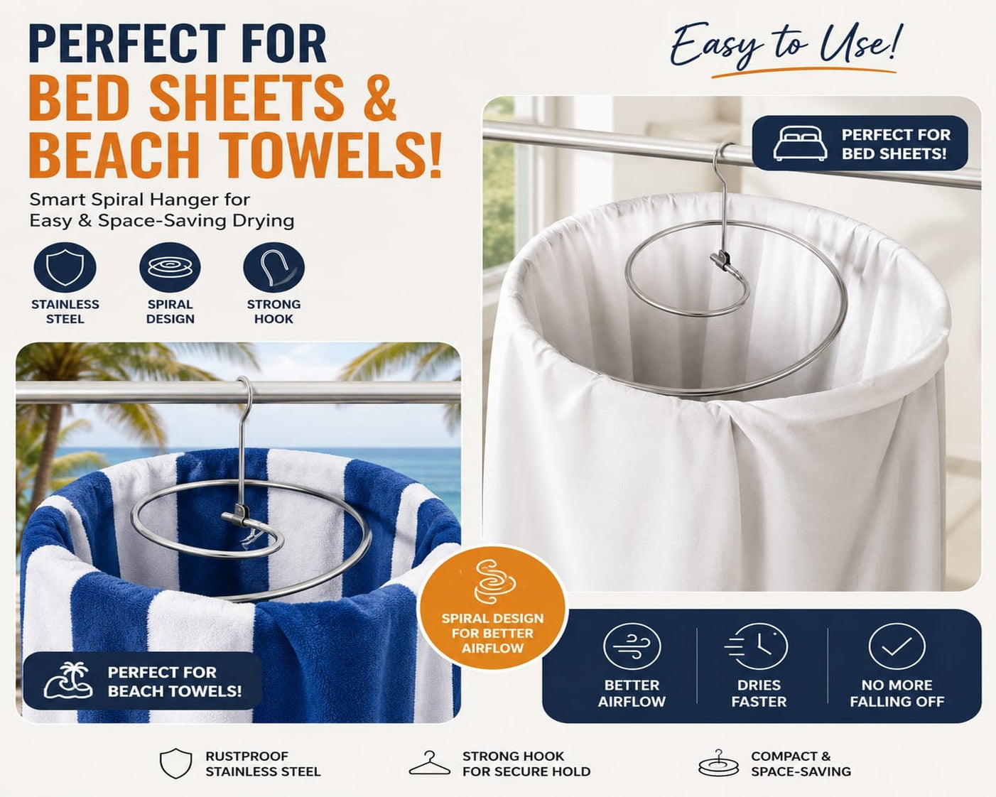Spiral Bed Sheet & Beach Towel Hanger