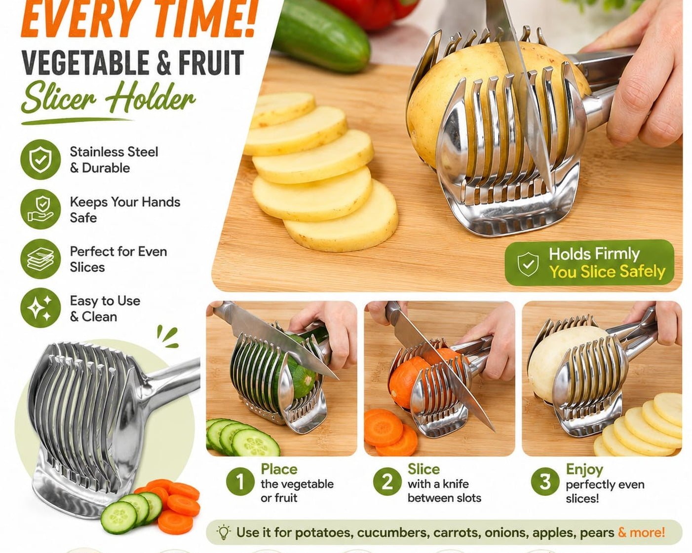 Stainless Vegetable & Fruit Slice Holder