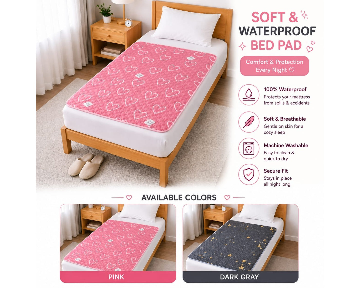 Washable & Reusable Bed Protector
