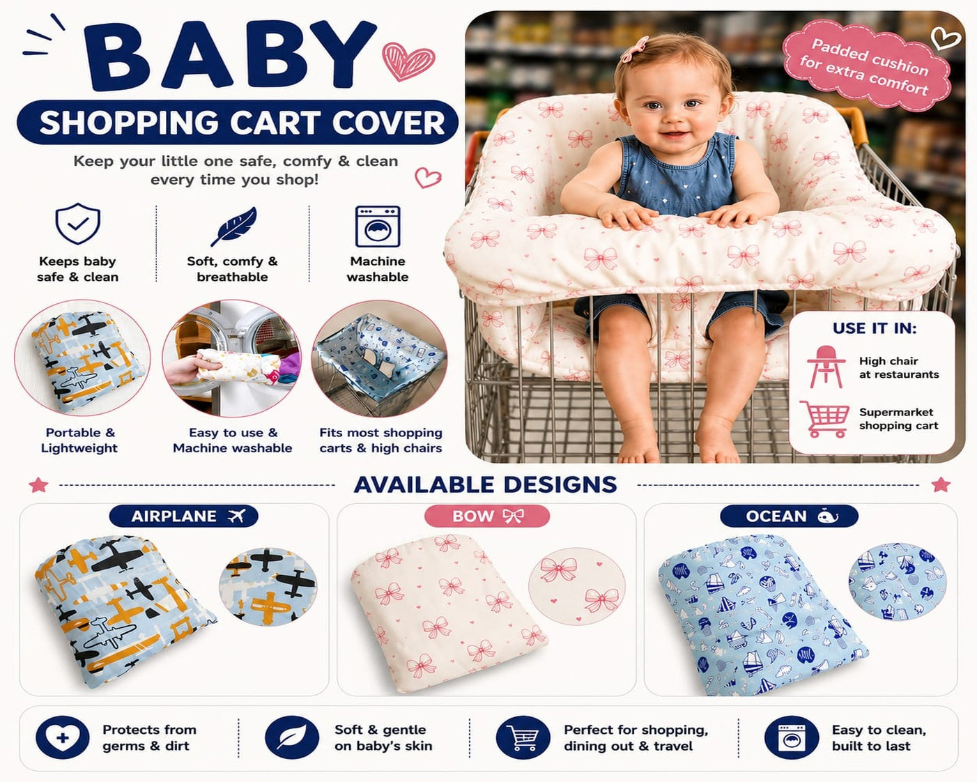 Baby Shopping Cart & High Chair Cover