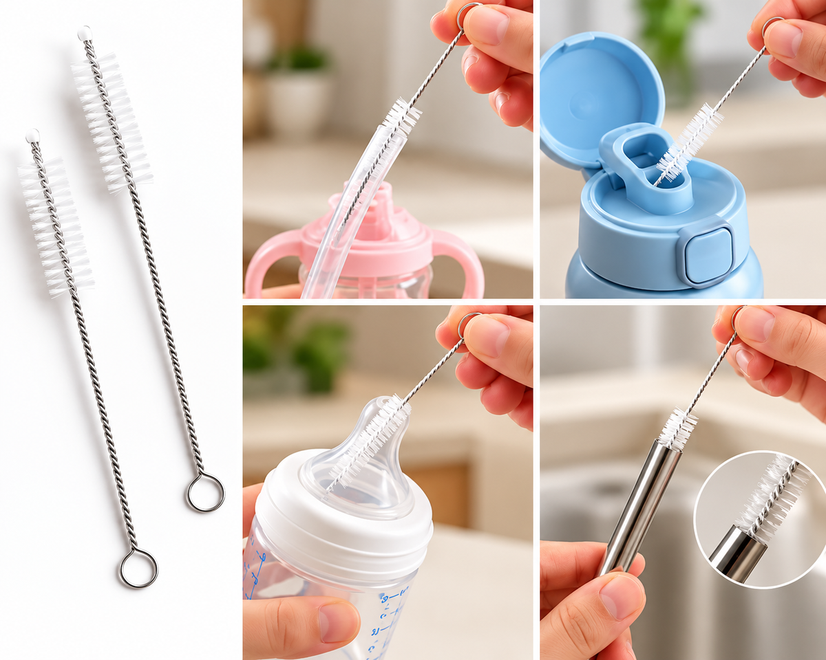 3-Piece Baby Bottle & Straw Cleaning Brush Set