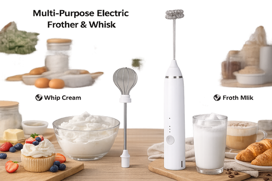 Rechargeable Electric Milk Frother & Handheld Whisk
