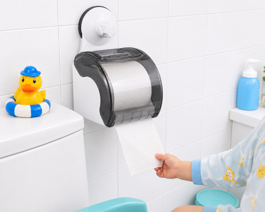 No-Dril Waterproof Toilet Paper Holder with Protective Cover