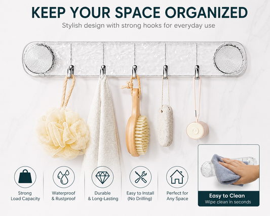 Self-Adhesive 5-Hook Wall Organizer Rack