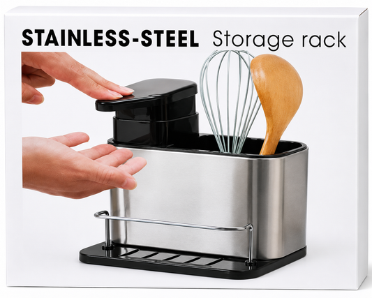 Utensil Holder with Soap Dispenser & Drain Tray