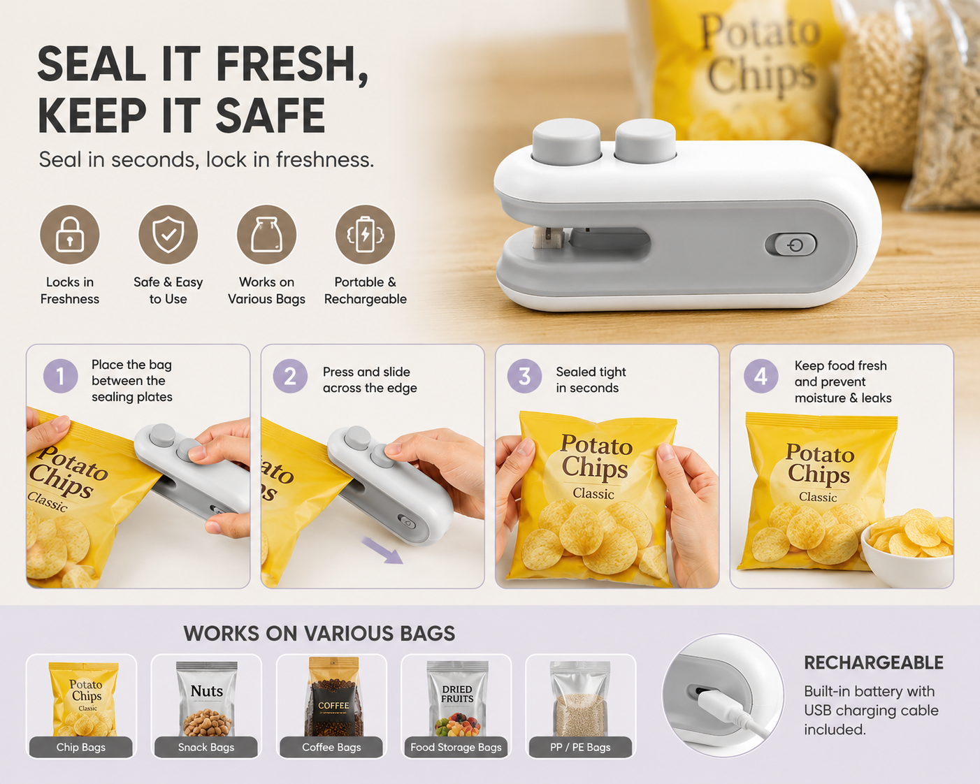 Portable Heat Sealer for Food Storage