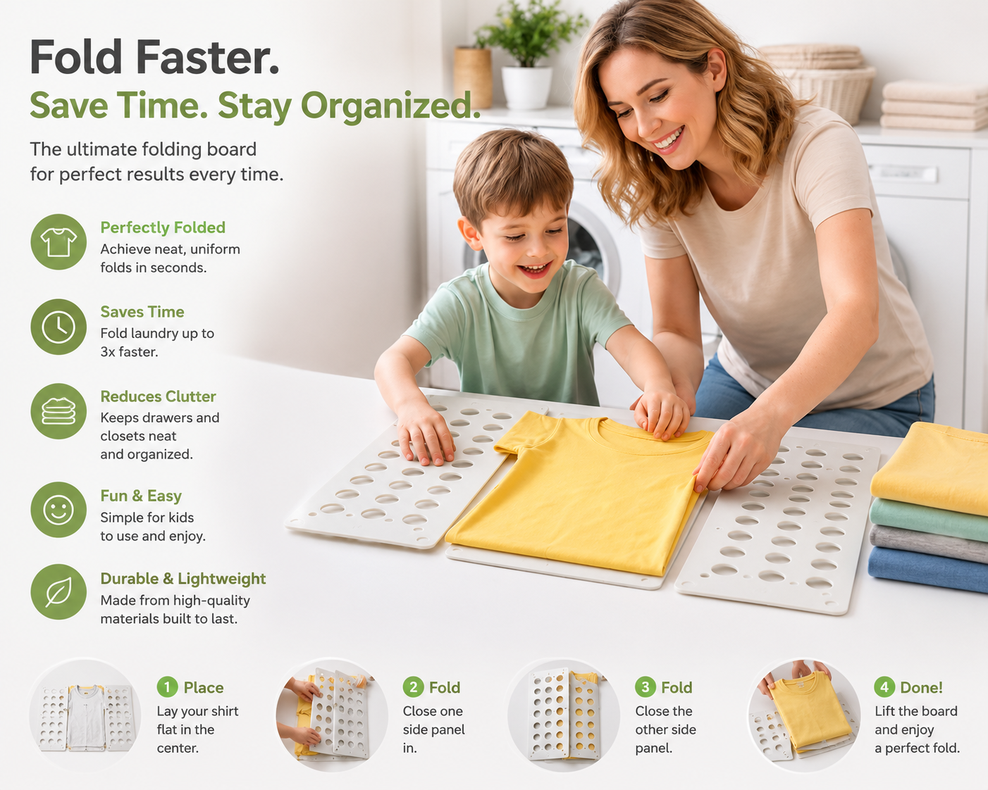 Fast Laundry Folding Organizer for Adults & Kids