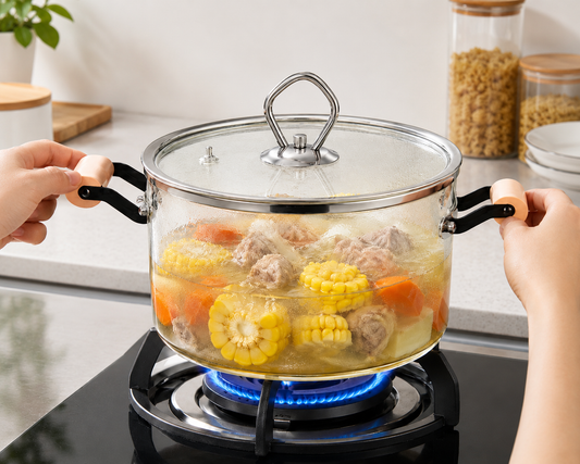 Heat-Resistant Glass Cooking Pot with Lid