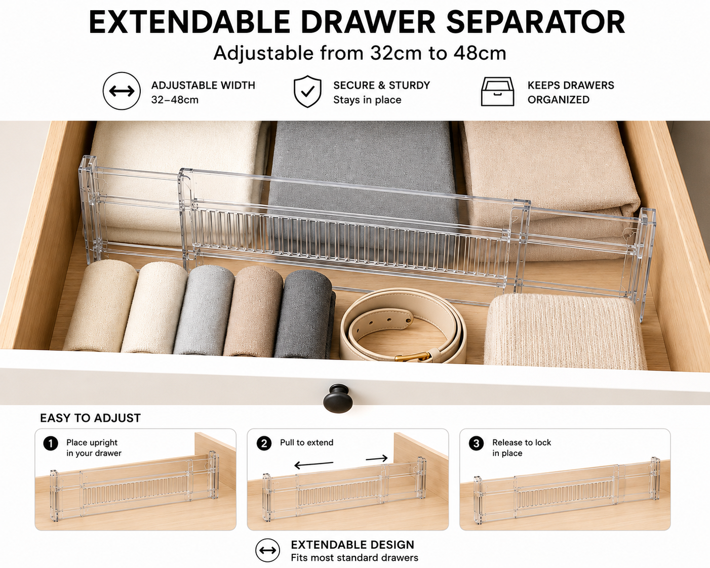 Expandable Drawer Organizer & Divider