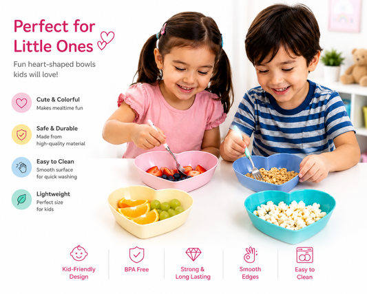Kids Heart-Shaped Bowls Set of 4