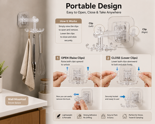 Portable Adhesive Wall Hook Rack