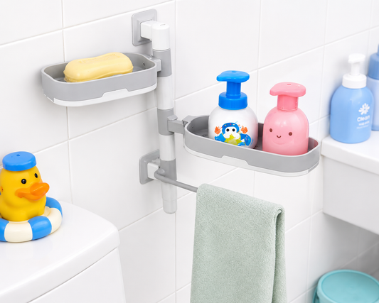 Rotating Bathroom Organizer with Soap Dish & Towel Holder