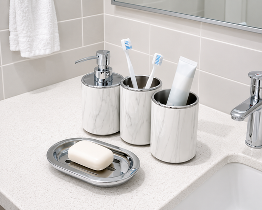 Marble Bathroom Accessory Set