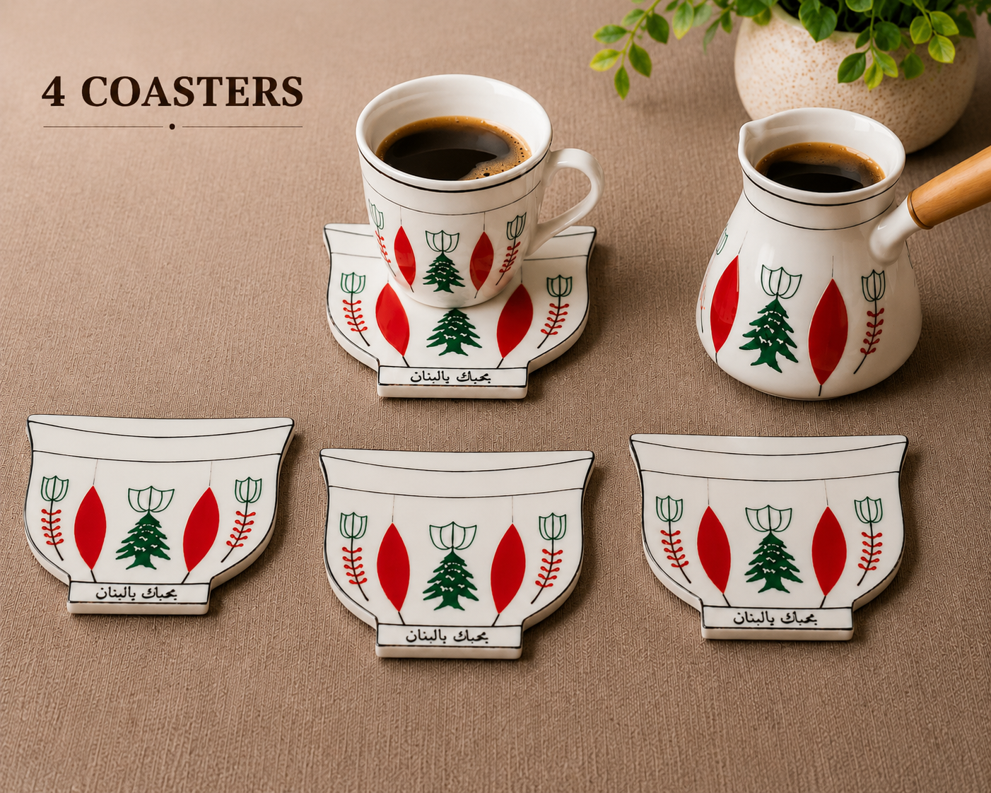 Lebanese Coffee Cup Coasters Set of 4