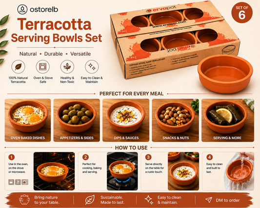 Terracotta Serving Bowls Set of 6