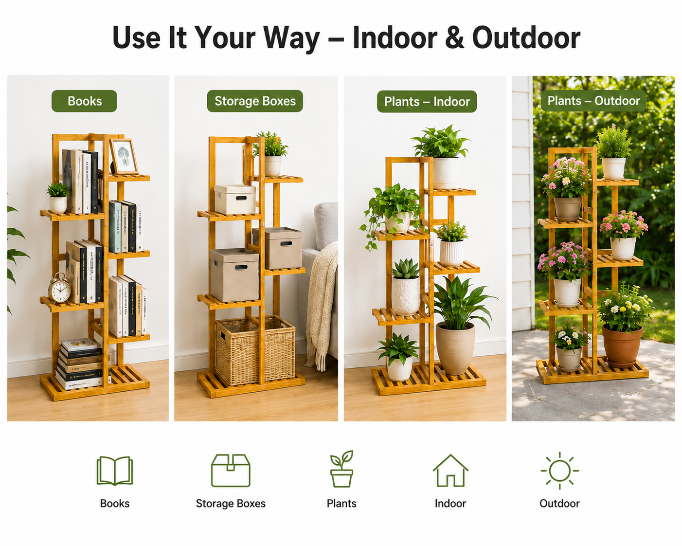 6-Tier Bamboo Plant Stand & Storage Shelf