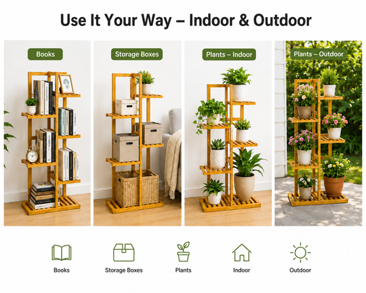 6-Tier Bamboo Plant Stand & Storage Shelf