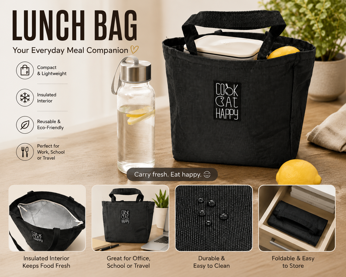 Insulated Reusable Lunch Bag