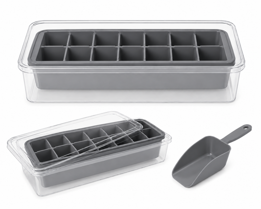 Ice Cube Tray with Container & Scoop