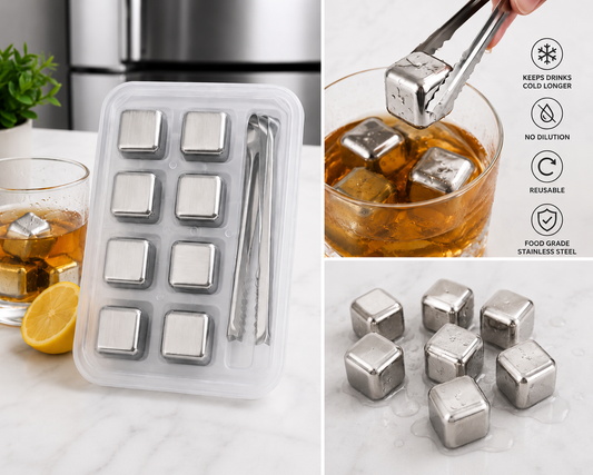 Stainless Steel Ice Cubes with Tong