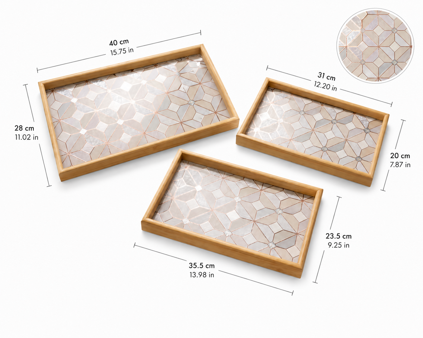 Elegant Wooden Serving Trays – Set of 3