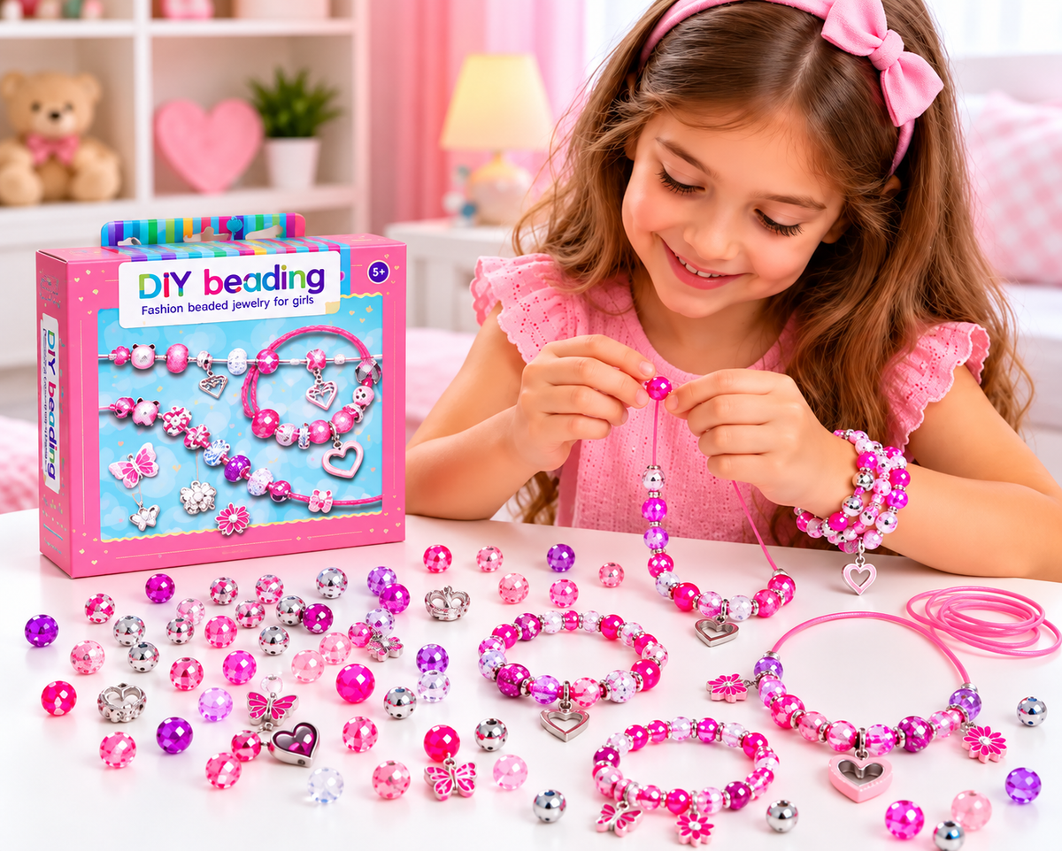 DIY Beading Jewelry Kit for Girls – Creative Bracelet & Necklace Making Set